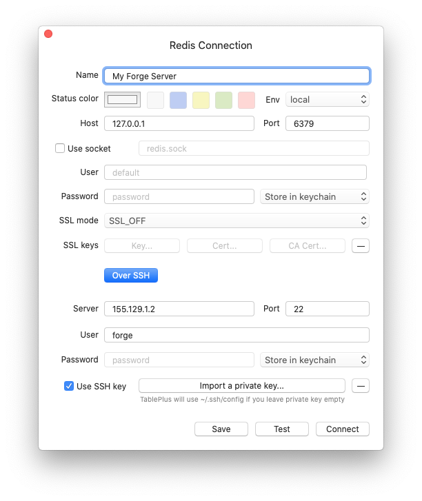 Connecting to Redis with TablePlus